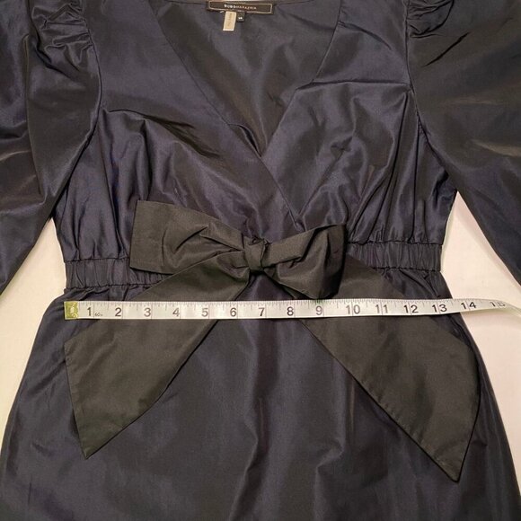 BCBGMAXAZRIA Navy Tafetta Black Bow Dress Size XS - Picture 10 of 12